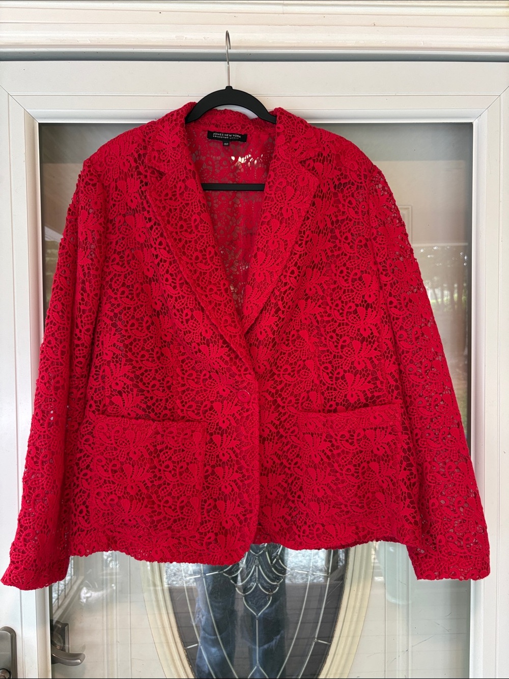 Jones New York Red Lace Blazer Jacket
